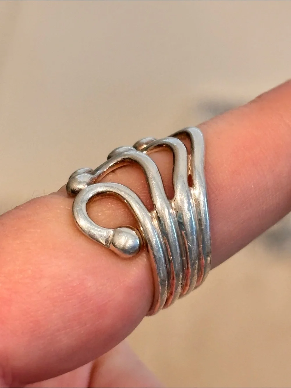 Vintage Designer 925 Sterling Silver Multi-Band Sculptural Ring - Size 6.5